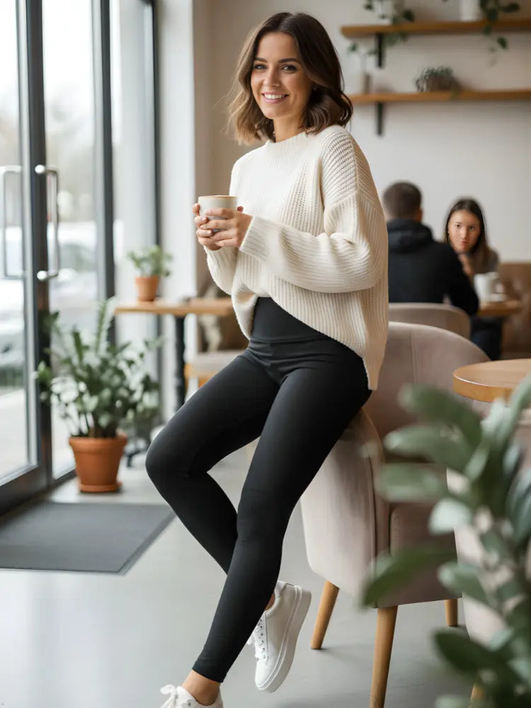 Women High Waist Full Length Black Leggings