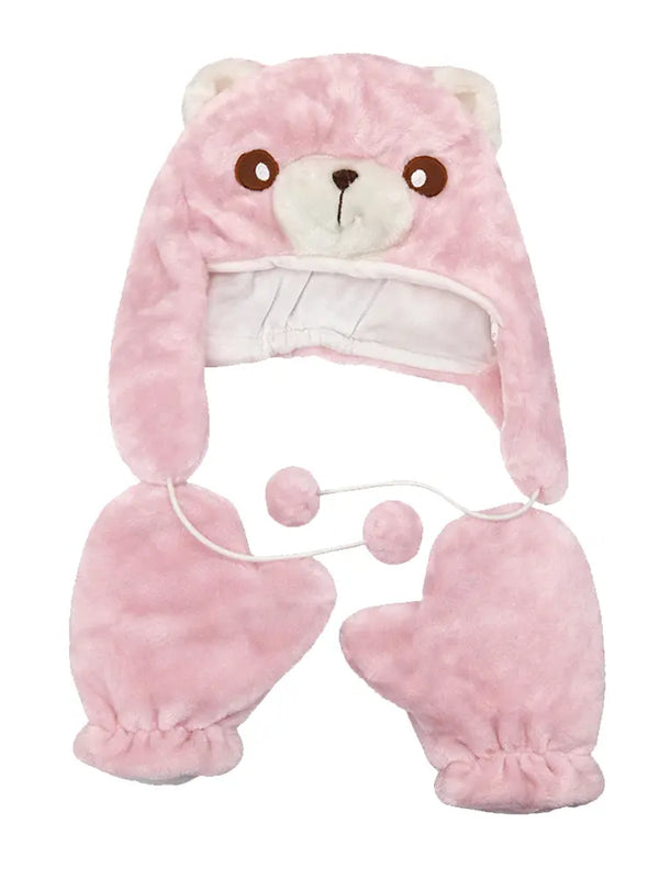 Winter Kids Cute Bear 2pc Set Of Hat And Gloves