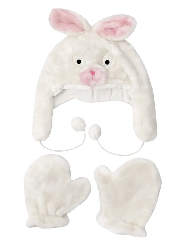 Winter Kids Cute Rabbit 2pc Set Of Hat And Gloves