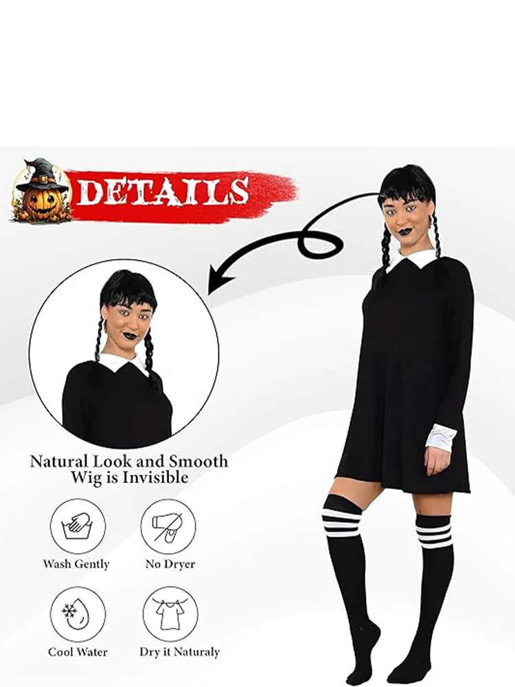 Halloween Wednesday Gothic School Girl Costume Set