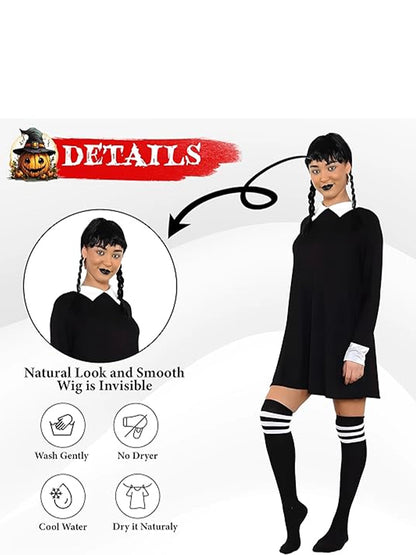 Halloween Wednesday Gothic School Girl Costume Set