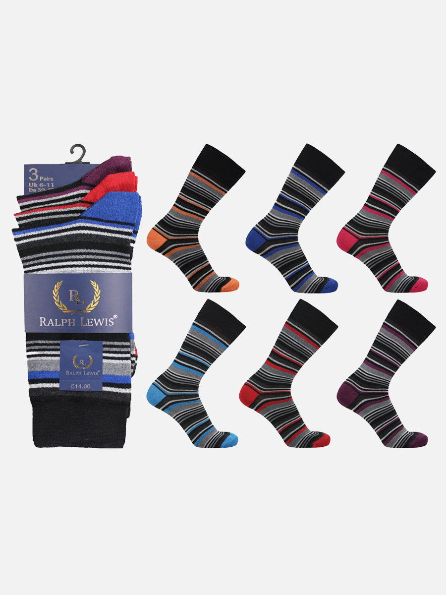 Women's Cotton Socks Assorted Coloured & Design (Pack of 3)