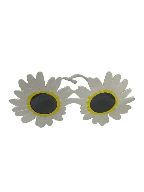 White Sunflower Glasses With Black Lens - thefancydress.co.uk