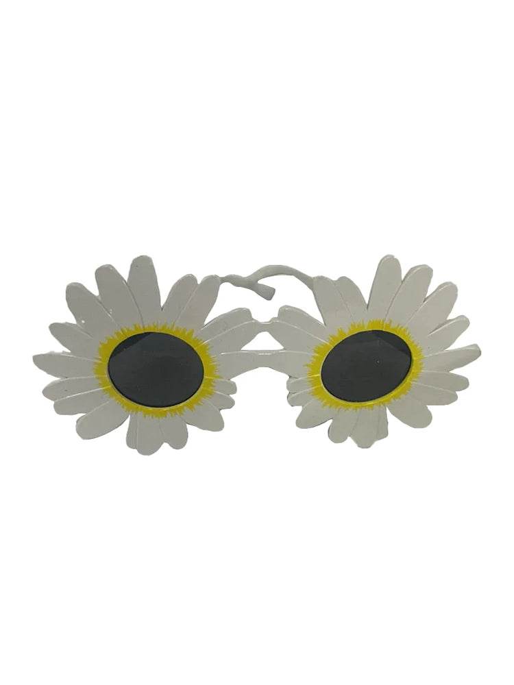 White Sunflower Glasses With Black Lens - thefancydress.co.uk