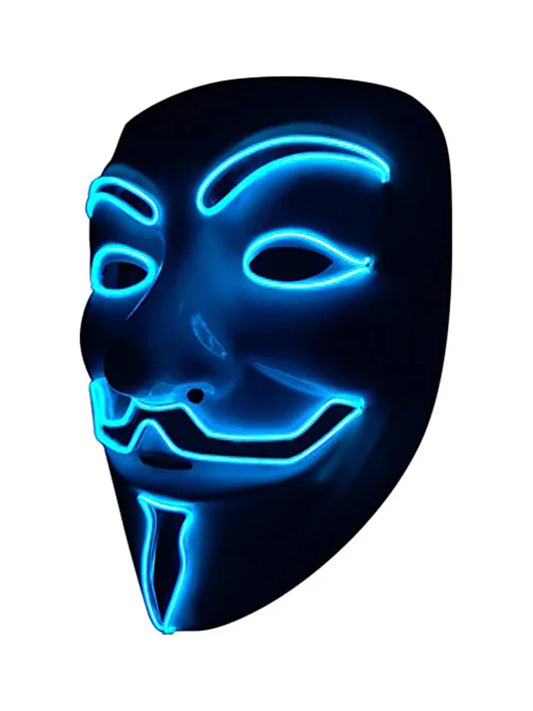 Anonymous Hacker-Vendetta Joker Masquerade Light-Up Face Masks blue