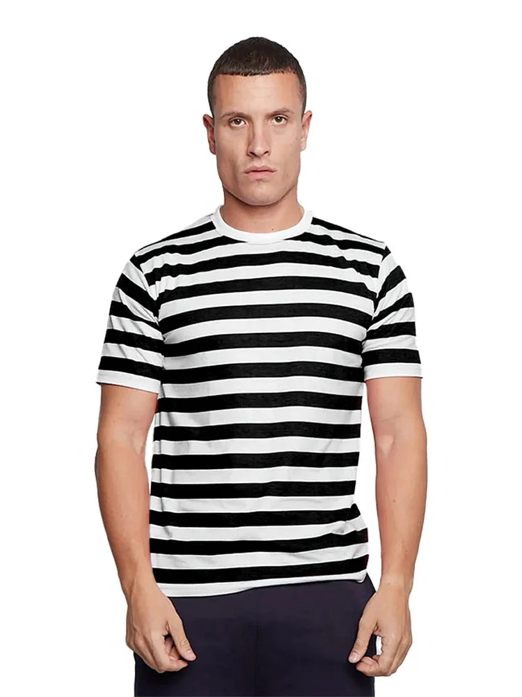 Unisex Adult Stripe Short Sleeve T-Shirts black