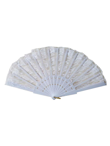 White Handheld Foldable Lace Fans