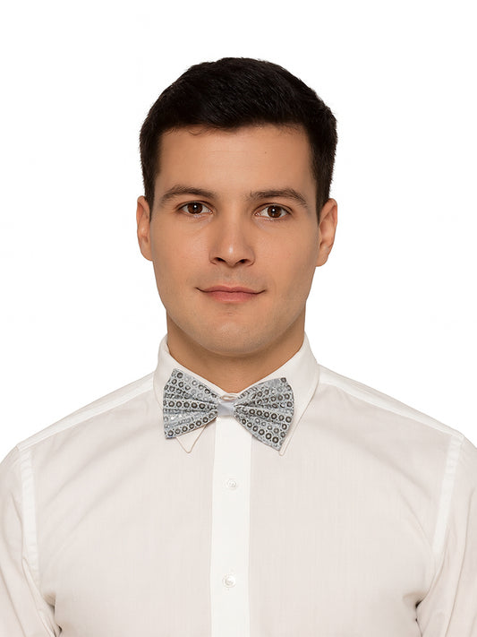 White Men's Sequin Wedding Festive Party Accessories Bow Tie