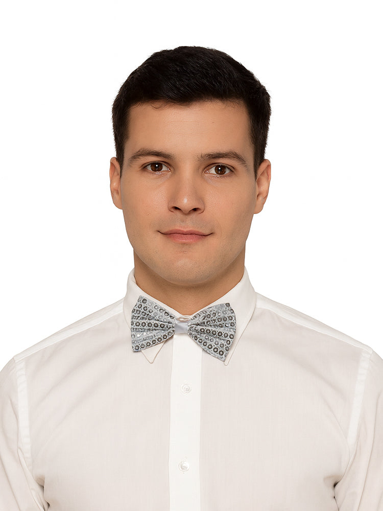 White Men's Sequin Wedding Festive Party Accessories Bow Tie