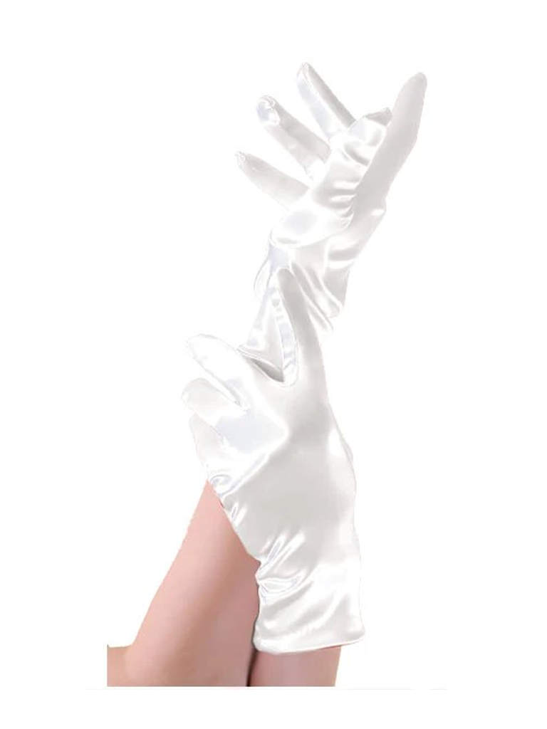 White Satin Gloves