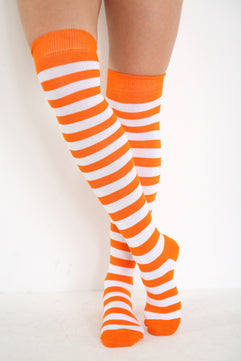 Striped Over The Knee Thigh High Socks