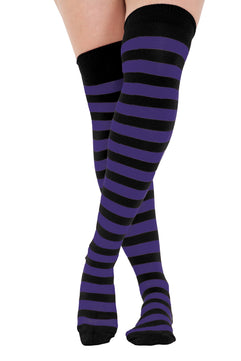 Striped Over The Knee Thigh High Socks