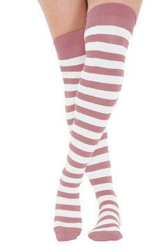 Striped Over The Knee Thigh High Socks