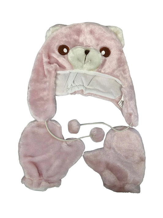 Winter Kids Cute Bear 2pc Set Of Hat And Gloves