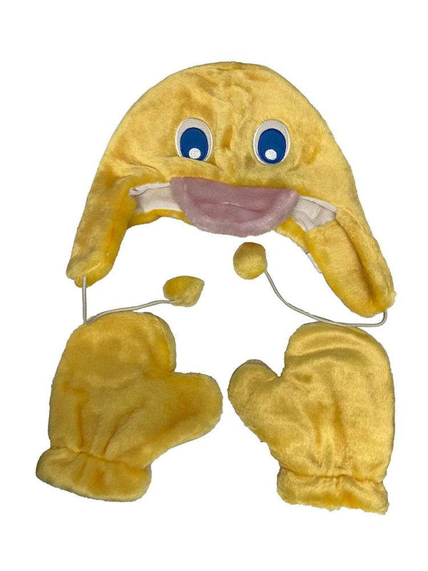 Winter Kids Cute Duck 2pc Set Of Hat And Gloves - thefancydress.co.uk