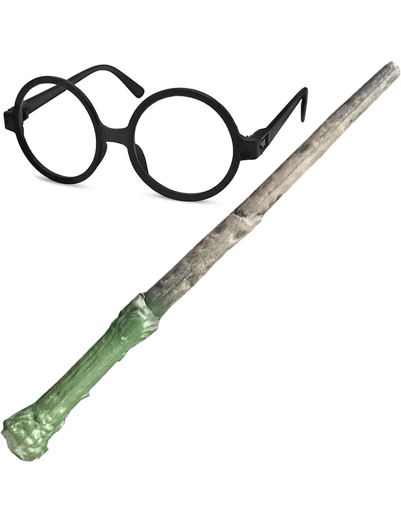 Boys Wizard Costume Accessories Magic Robe, Scarf, Magic Wand, & Glasses Set