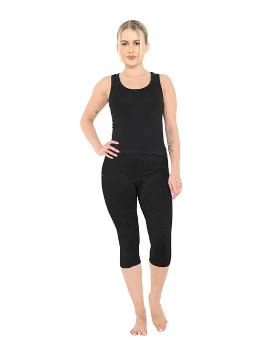 Women 3/4 Length Cotton Leggings black