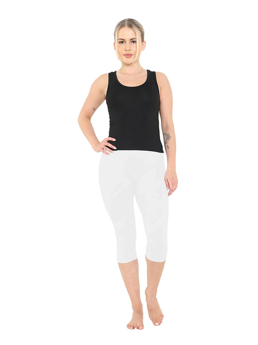Women 3/4 Length Cotton Leggings white
