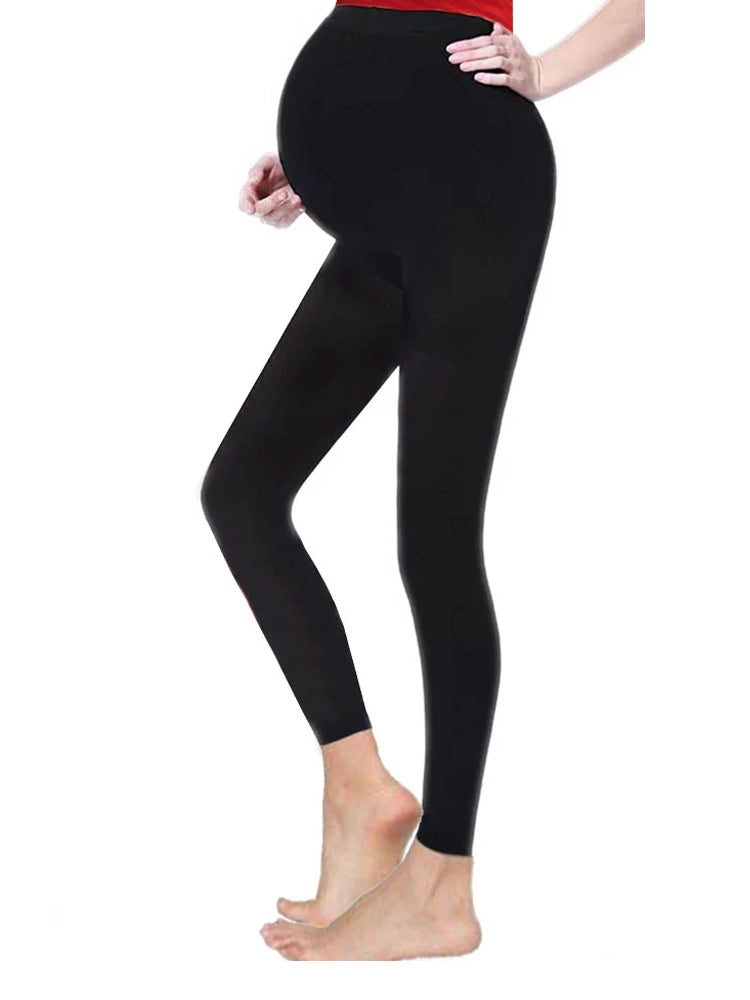 Women Full Length Cotton Maternity Leggings black