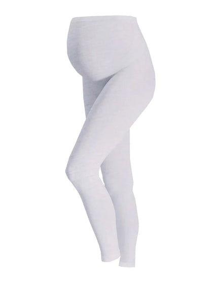 Women Full Length Cotton Maternity Leggings light grey