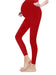 Women Full Length Cotton Maternity Leggings red