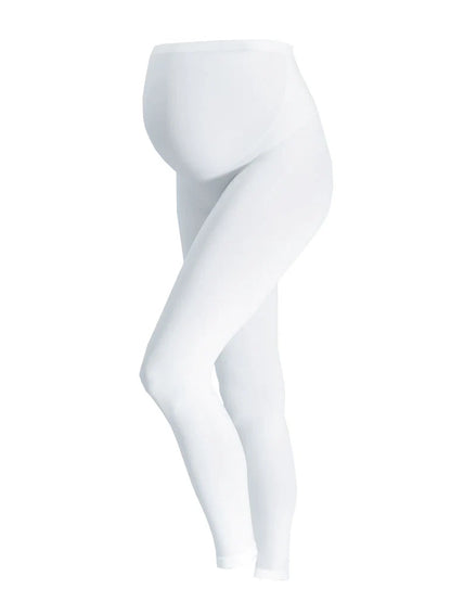 Women Full Length Cotton Maternity Leggings white