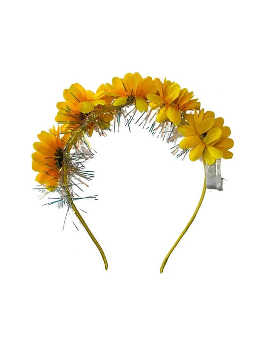 Women Girls LED Glowing Flashing Light Up Sunflower Headband