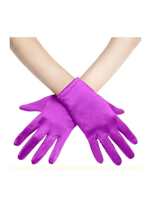 Women Plain Satin Short Gloves - thefancydress.co.uk