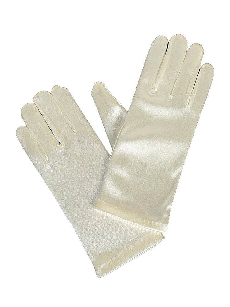 Women Plain Satin Short Gloves - thefancydress.co.uk