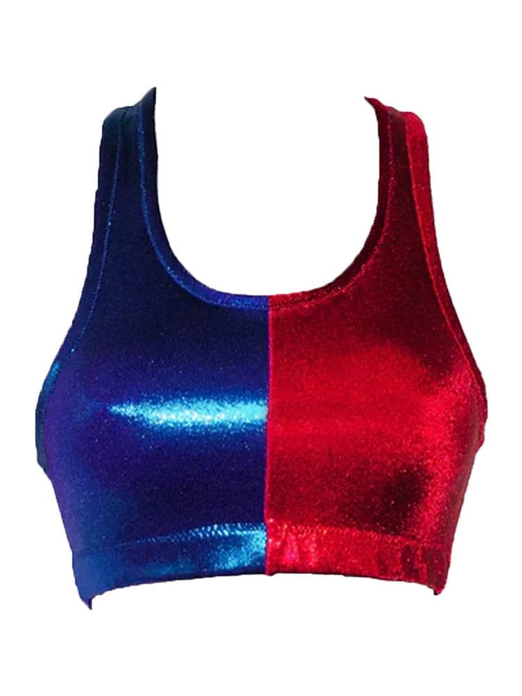 Women Shiny Metallic Crop Top - thefancydress.co.uk