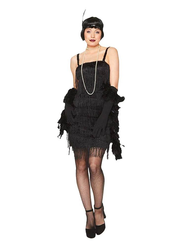 Women's 20's Black Flapper Fancy Dress Costume - thefancydress.co.uk