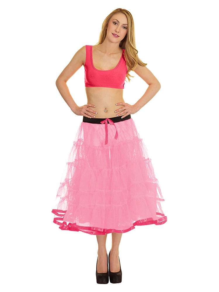 Women's 4 Tier Petticoat with Ribbon Tutu Skirt - thefancydress.co.uk