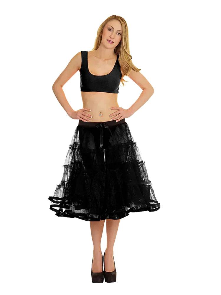 Women's 4 Tier Petticoat with Ribbon Tutu Skirt - thefancydress.co.uk