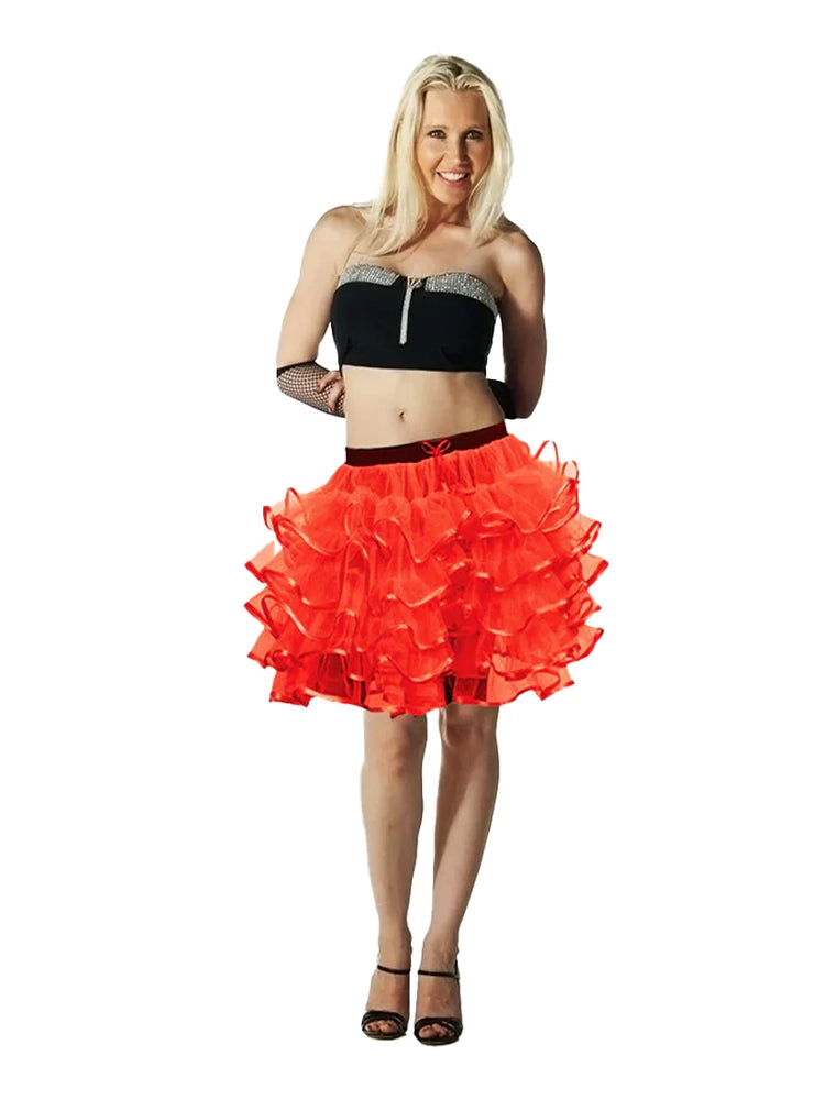 Women's 5 Layer Tutu Skirt With Ribbon (18 Inches Long)