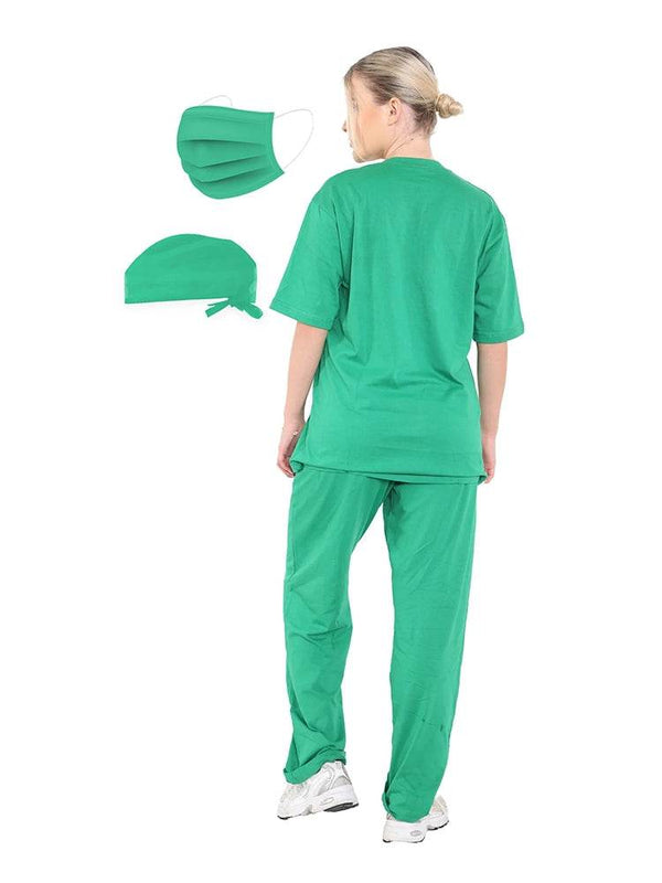 Women's Doctor's Scrubs Surgeon Costume 4-Piece Set - thefancydress.co.uk