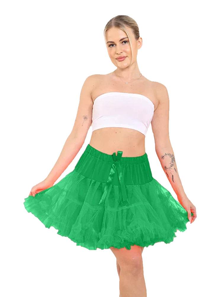 Women's Elastic Waist Ruffle Petticoat 3 Layered Tutu Skirt - thefancydress.co.uk