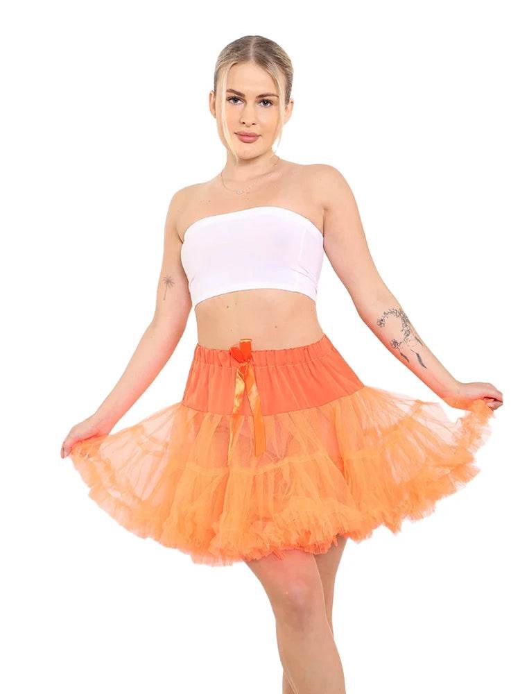 Women's Elastic Waist Ruffle Petticoat 3 Layered Tutu Skirt - thefancydress.co.uk