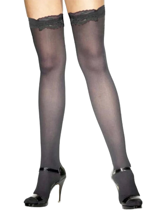Women's Fashion Wear Black Stockings with Lace Top