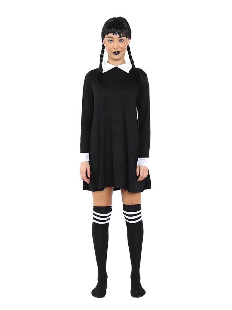 Women's Gothic School Girl Plain Swing Fancy Dress - thefancydress.co.uk
