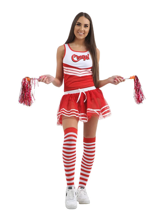 Women's High School Cheer Girl Uniform Top Vest & Skirt