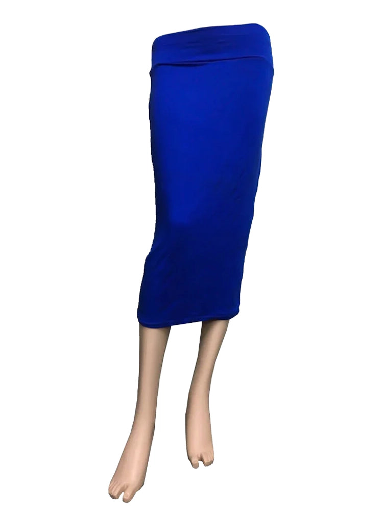 Women's High Waisted Plain Pencil Midi Skirt royal blue