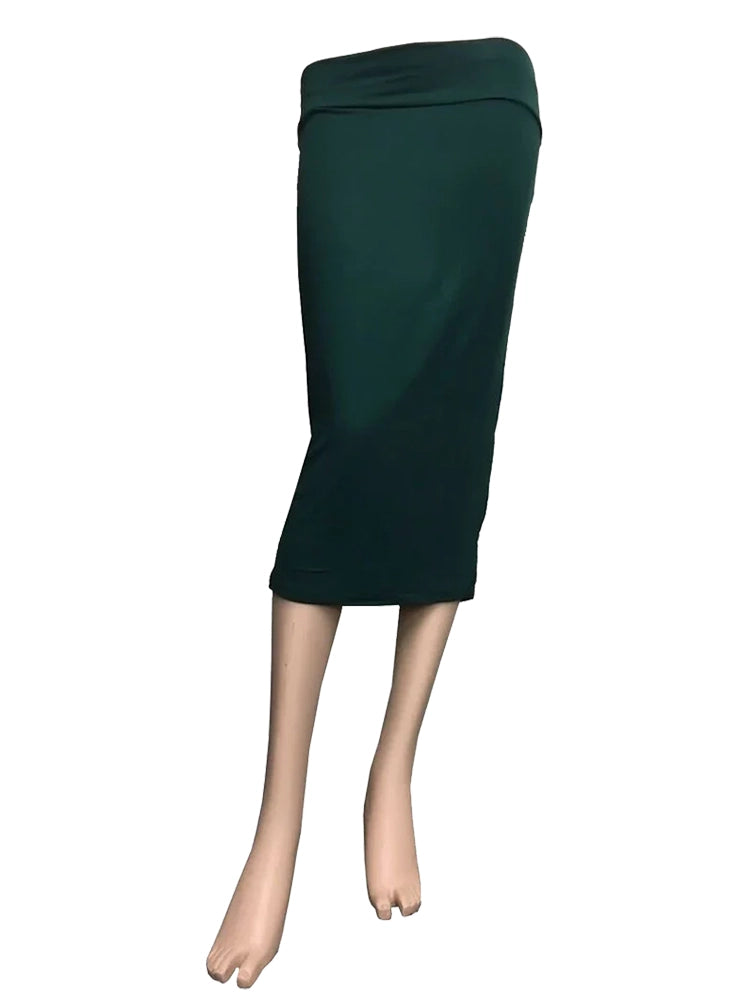 Women's High Waisted Plain Pencil Midi Skirt black
