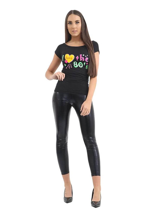 Women's I Love The 80s T Shirt Short Sleeves - thefancydress.co.uk