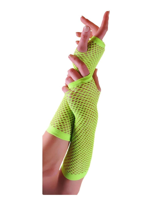 Women’s Long Fishnet Fingerless Gloves – 80s Fancy Dress Accessory