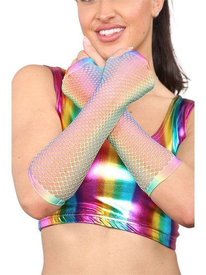 Women’s Long Fishnet Fingerless Gloves - thefancydress.co.uk