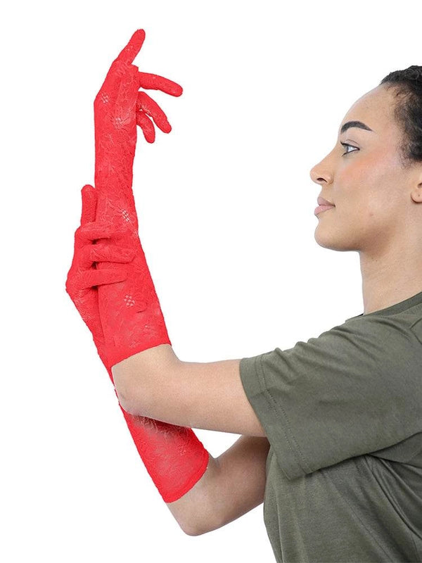 Women's Long Lace Bridal Elbow Length Gloves