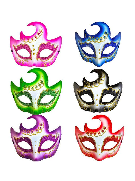Women's Masquerade Mask Assorted Colour - thefancydress.co.uk