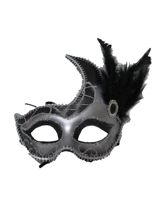 Women's Masquerade Masks with Flower - thefancydress.co.uk