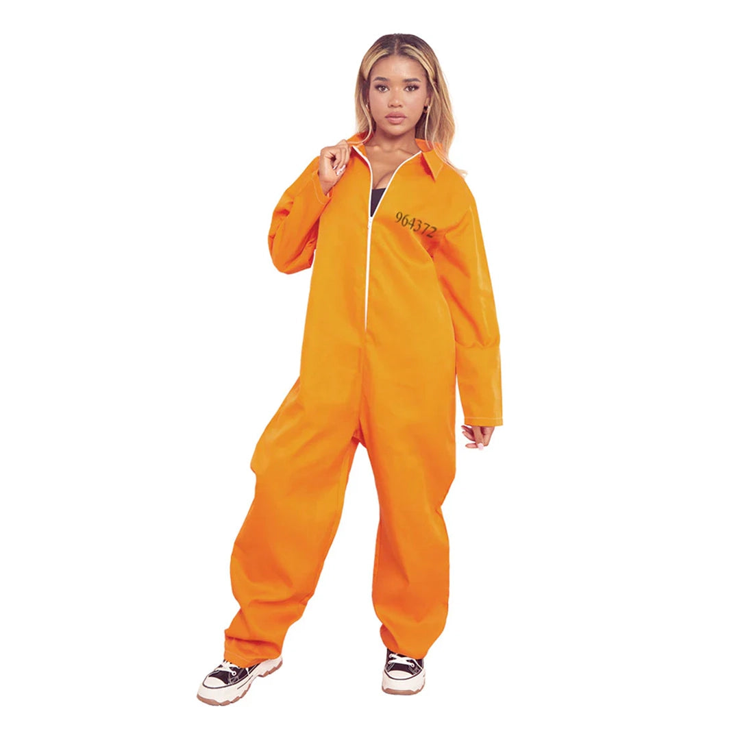 Women's Orange Prisoner Overall Jumpsuit