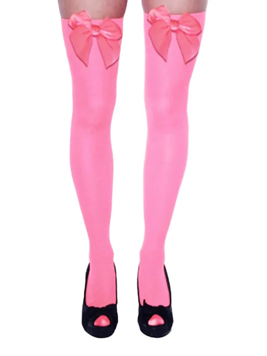 Women's Overknee Stockings With Bow pink